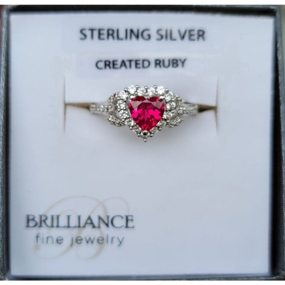 925 Sterling Silver & Ruby Heart Ring